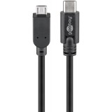 Laidas USB C - USB micro (K-K) 0.6m juodas (black) Goobay